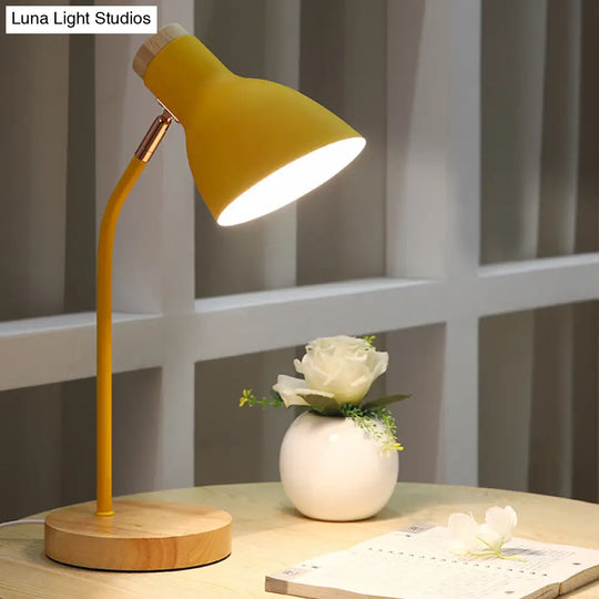 Flare Table Lamp: Macaron Metal 1-Bulb Desk Light In Pink/Yellow With Rotating Node