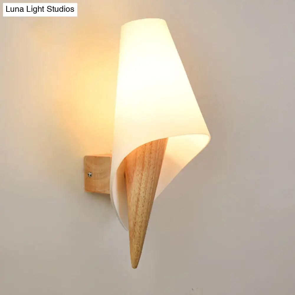 Flare Wall Sconce - Chinese White Glass With 1 Bulb For Living Room Lighting