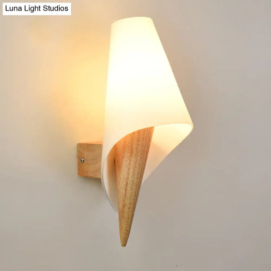 Flare Wall Sconce - Chinese White Glass With 1 Bulb For Living Room Lighting