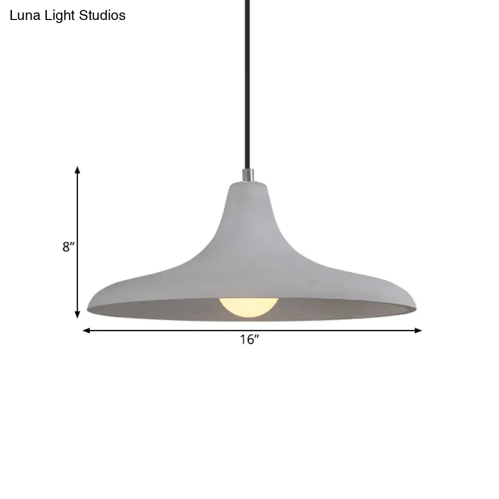 Flared Grey Cement Pendant Lamp With Antiqued Style - Hanging Ceiling Light