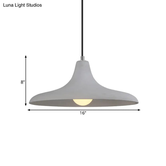 Flared Antiqued Cement Pendant Light Fixture In Grey