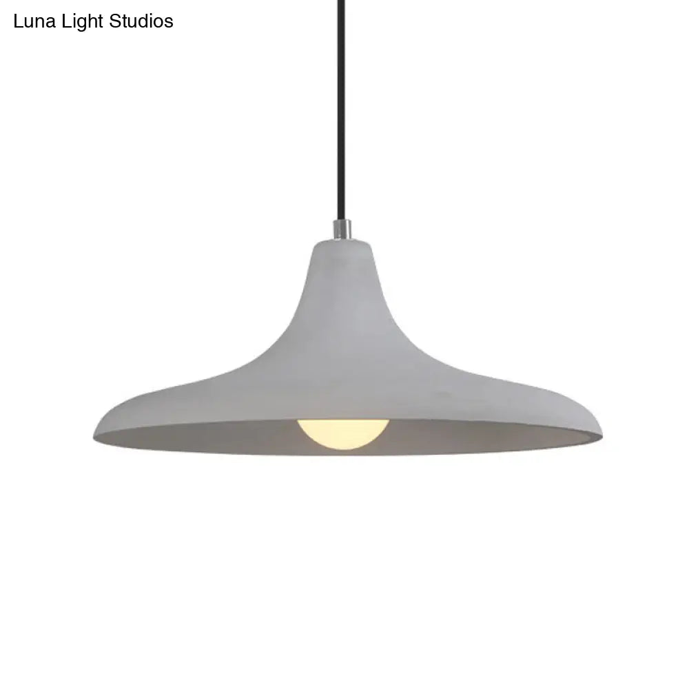 Flared Grey Cement Pendant Lamp With Antiqued Style - Hanging Ceiling Light