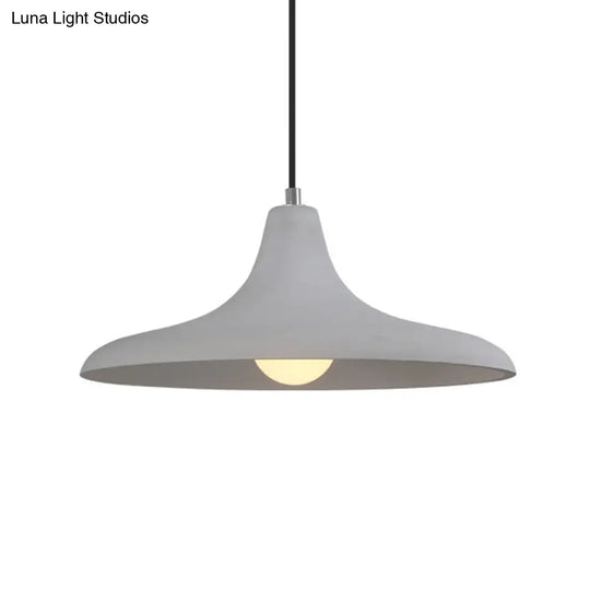 Flared Antiqued Cement Pendant Light Fixture In Grey