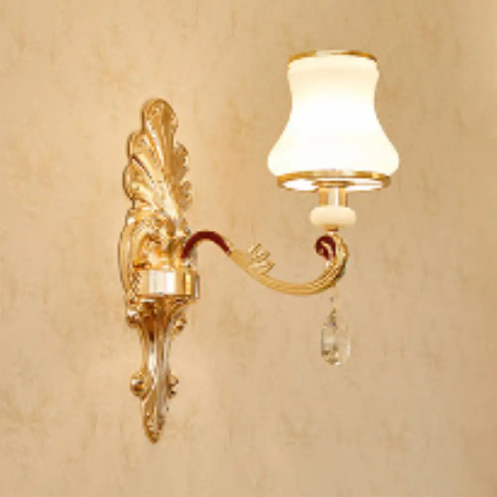 Flared Opal Frosted Glass Chandelier Pendant In Gold - Simplicity Meets Elegance 1 /