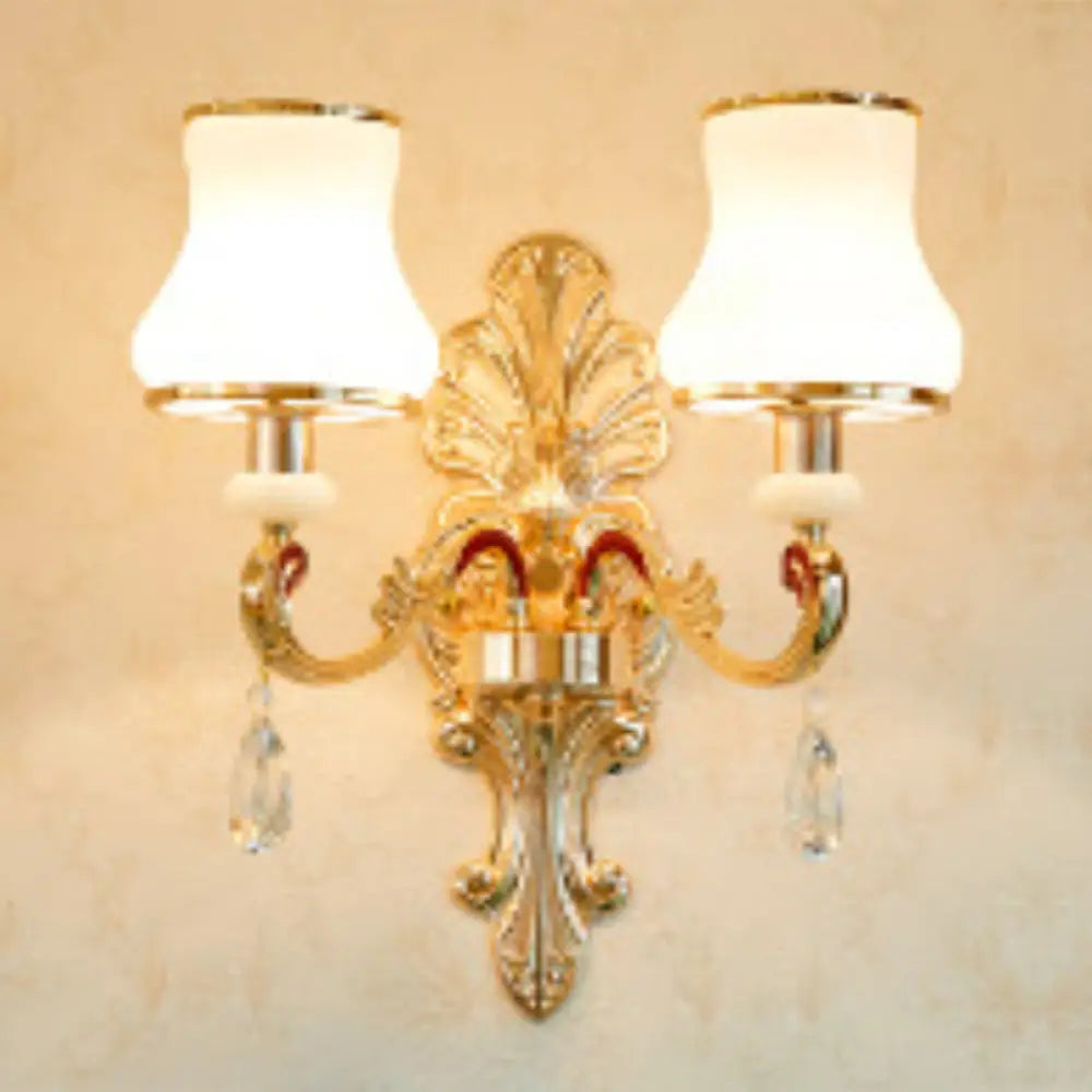 Flared Opal Frosted Glass Chandelier Pendant In Gold - Simplicity Meets Elegance 2 /