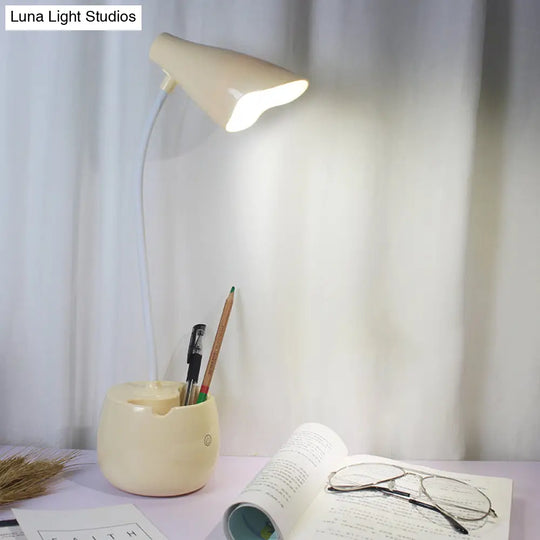 Flexible Gooseneck Led Desk Light With Pen Holder In Blue/Pink/White/Yellow Usb Charging Eye-Caring