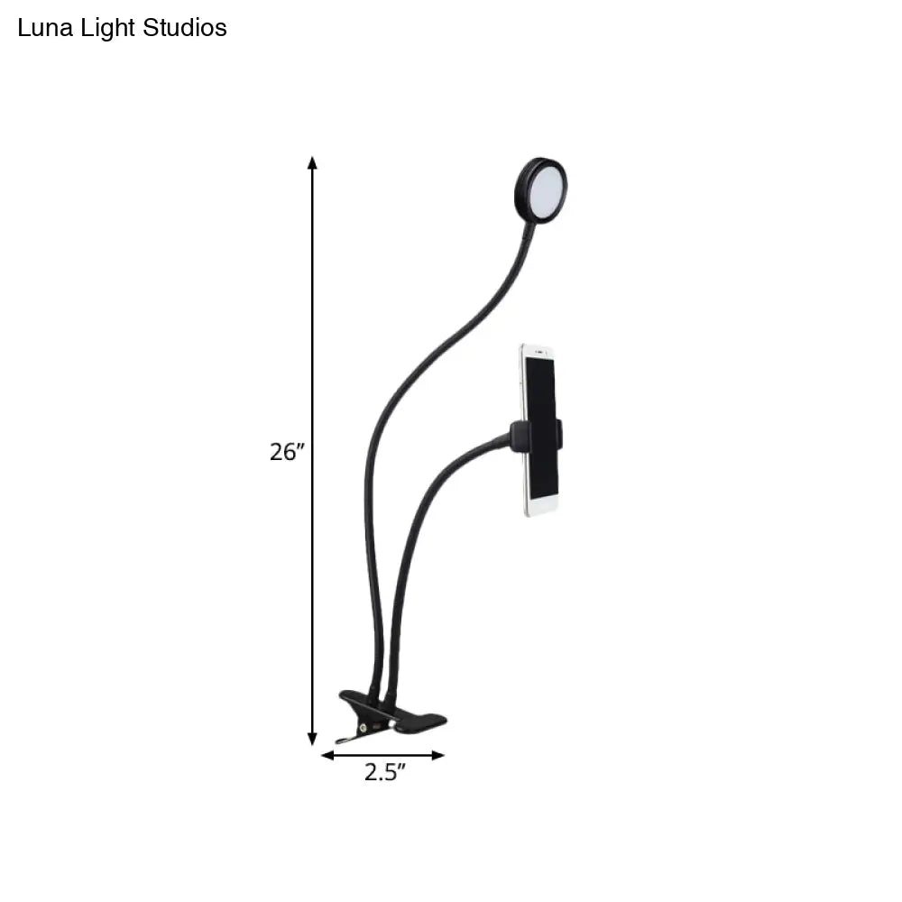 Flexible Led Vanity Light: Round Flush-Mount Design In Contemporary Metal Finish - Black Or White