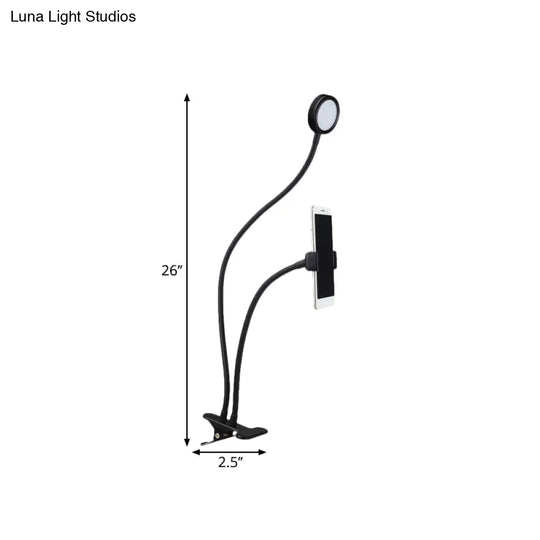 Flexible Led Vanity Light: Round Flush-Mount Design In Contemporary Metal Finish - Black Or White