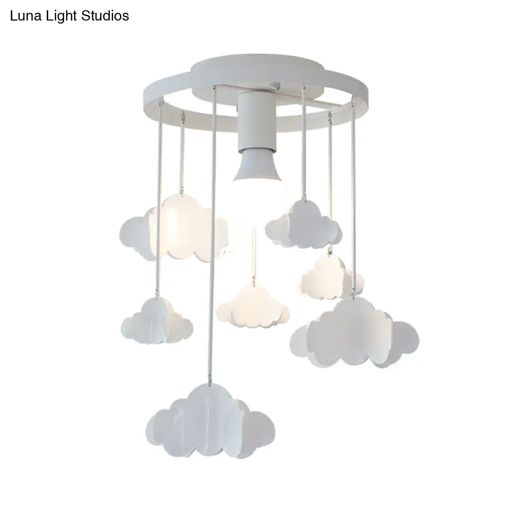 Floating Cloud Ceiling Mount Light - White Metallic Lamp For Baby Room
