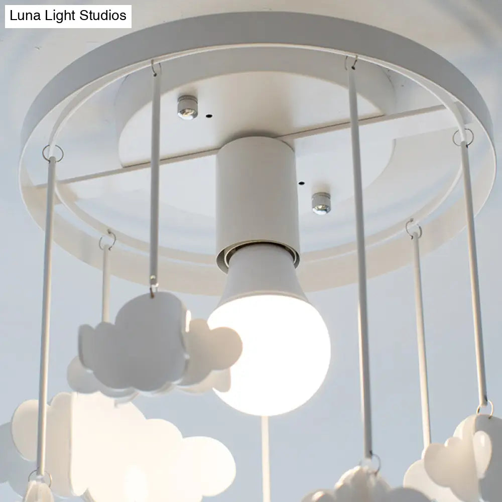 Floating Cloud Ceiling Mount Light - White Metallic Lamp For Baby Room