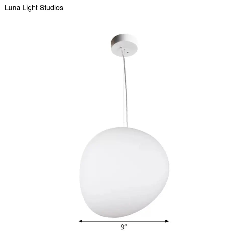 Floating Pebble Dining Room Pendant Lamp Cream Glass 1 Head Minimalist Hanging Ceiling Light In