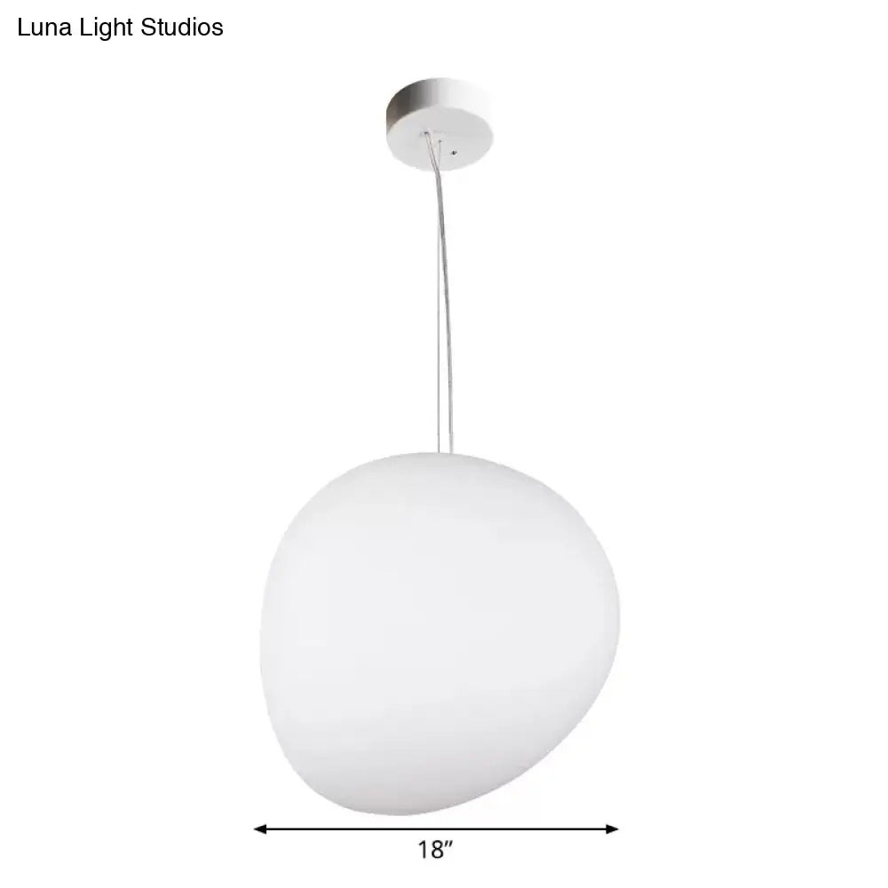 Floating Pebble Dining Room Pendant Lamp Cream Glass 1 Head Minimalist Hanging Ceiling Light In