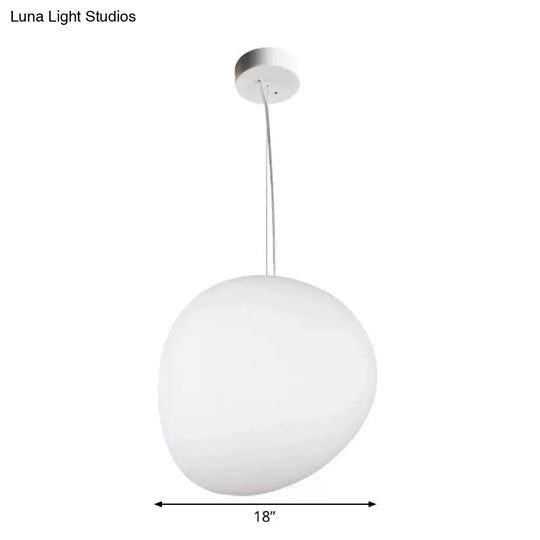 Floating Pebble Dining Room Pendant Lamp Cream Glass 1 Head Minimalist Hanging Ceiling Light In