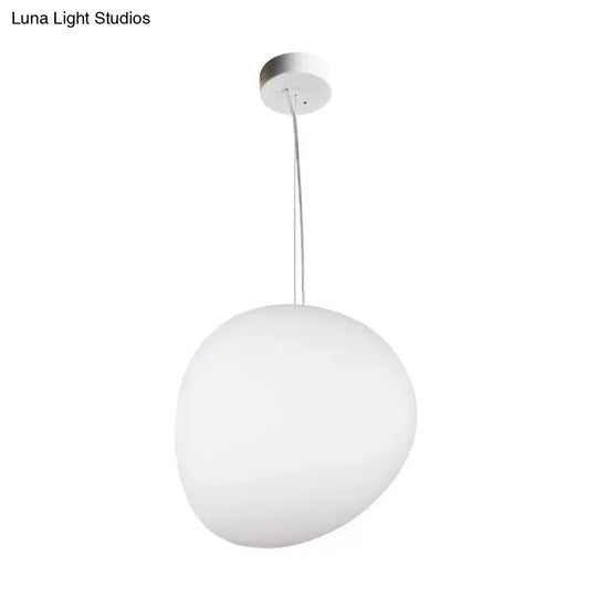 Floating Pebble Dining Room Pendant Lamp Cream Glass 1 Head Minimalist Hanging Ceiling Light In