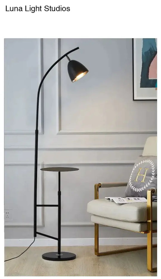 Floor Lamp Modern Simple Living Room Bedroom Study Dining Office Led Tea Table Bedside Black + Iron