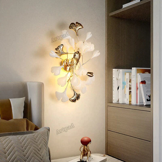 Flora - Modern Porcelain Leaves Wall Lights For Bedroom Living Room Decoration