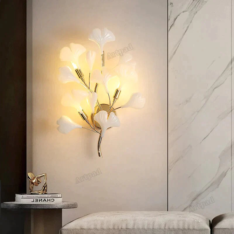 Flora - Modern Porcelain Leaves Wall Lights For Bedroom Living Room Decoration