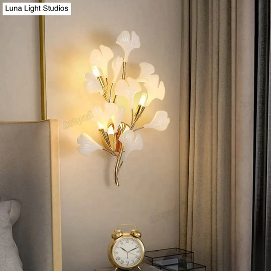 Flora - Modern Porcelain Leaves Wall Lights For Bedroom Living Room Decoration