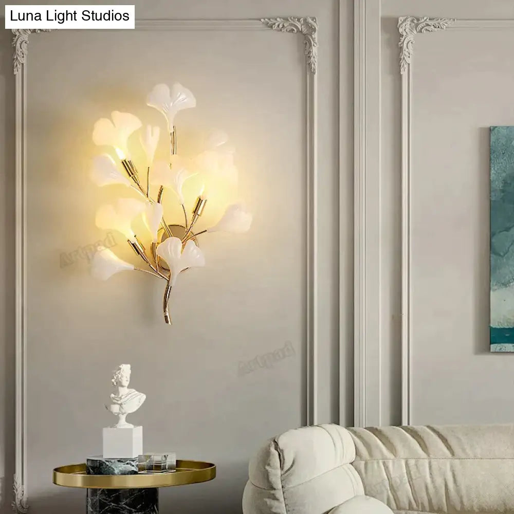 Flora - Modern Porcelain Leaves Wall Lights For Bedroom Living Room Decoration