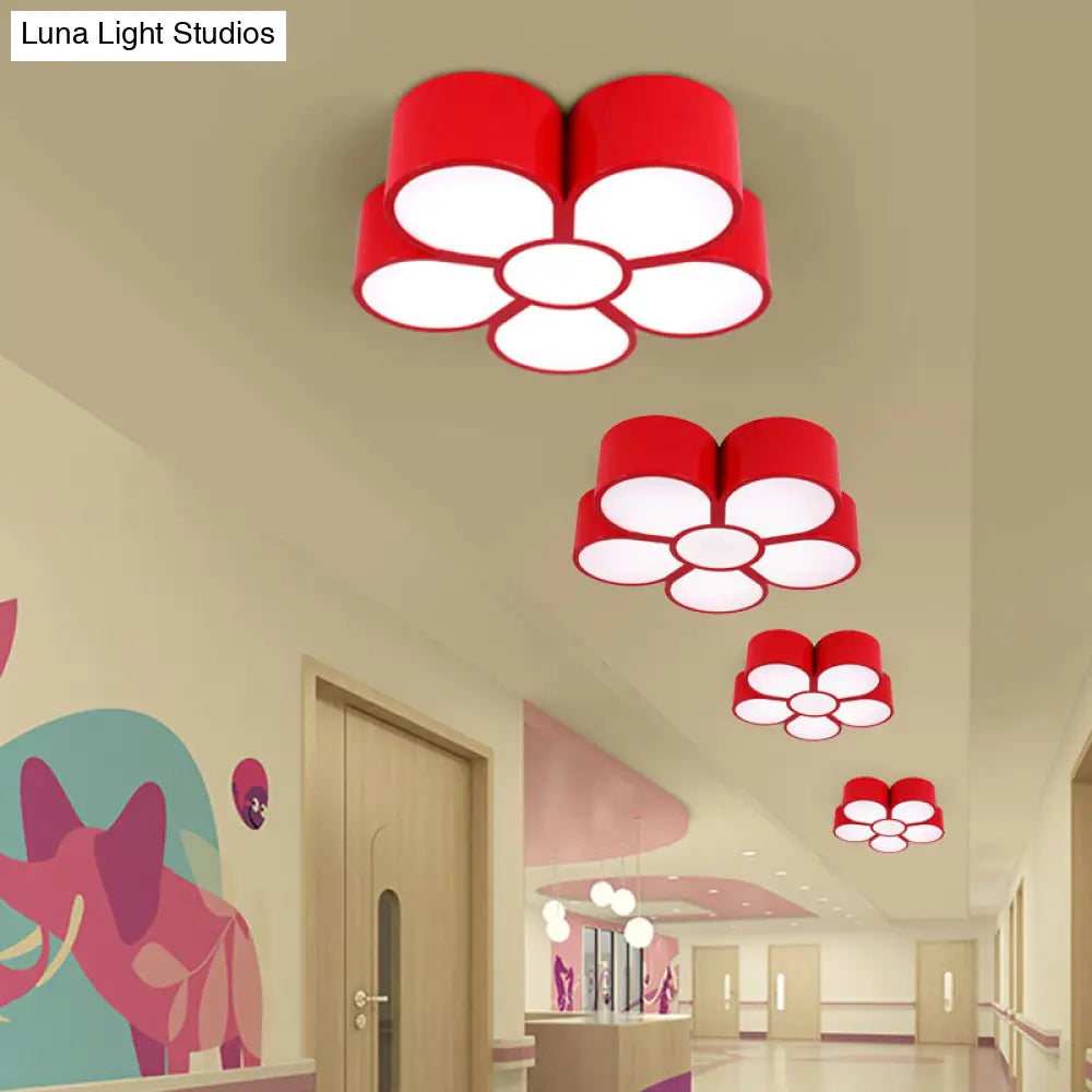Floral Ceiling Lighting Kids Style Acrylic Led Flush Mount Fixture In Vibrant Colors For Living Room