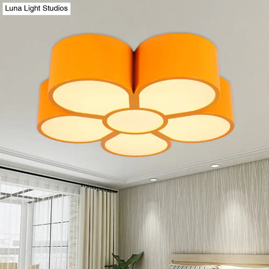 Floral Ceiling Lighting Kids Style Acrylic Led Flush Mount Fixture In Vibrant Colors For Living Room