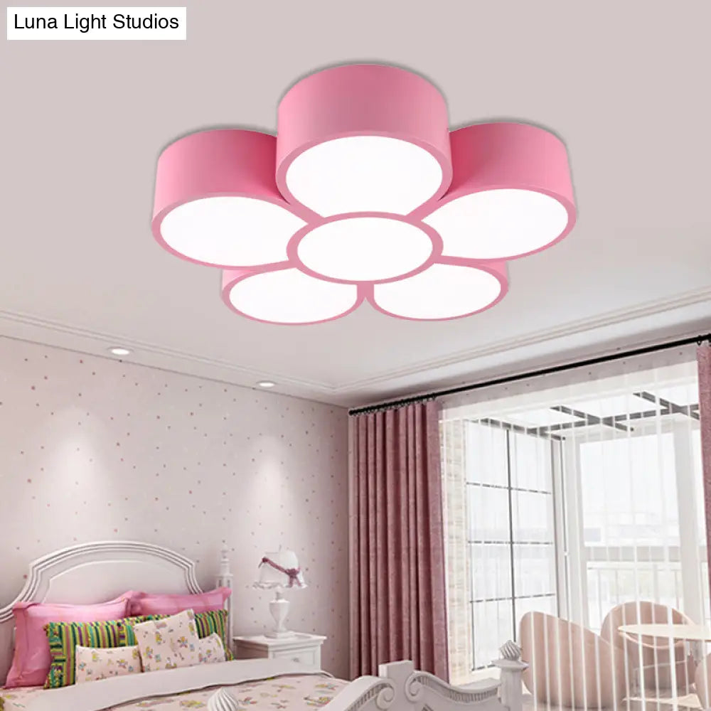 Floral Ceiling Lighting Kids Style Acrylic Led Flush Mount Fixture In Vibrant Colors For Living Room