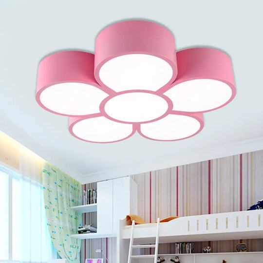 Floral Ceiling Lighting Kids Style Acrylic Led Flush Mount Fixture In Vibrant Colors For Living