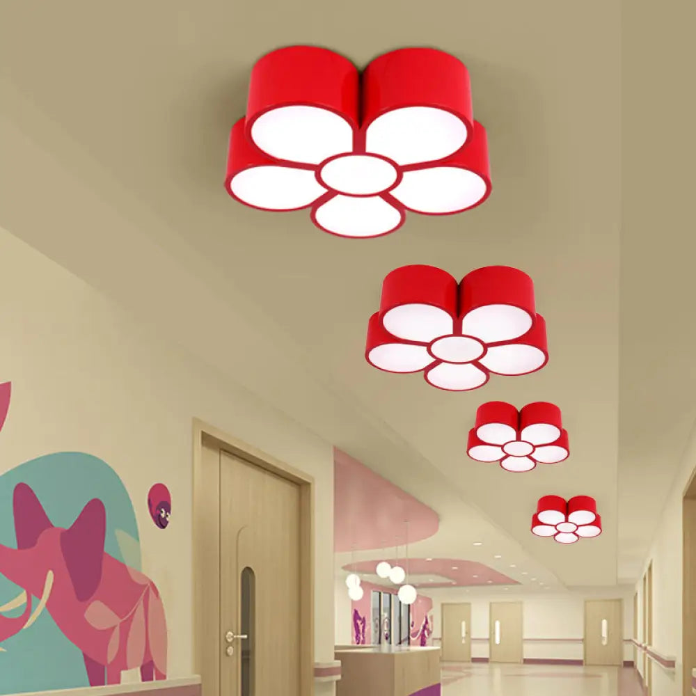 Floral Ceiling Lighting Kids Style Acrylic Led Flush Mount Fixture In Vibrant Colors For Living