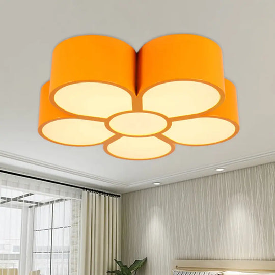 Floral Ceiling Lighting Kids Style Acrylic Led Flush Mount Fixture In Vibrant Colors For Living