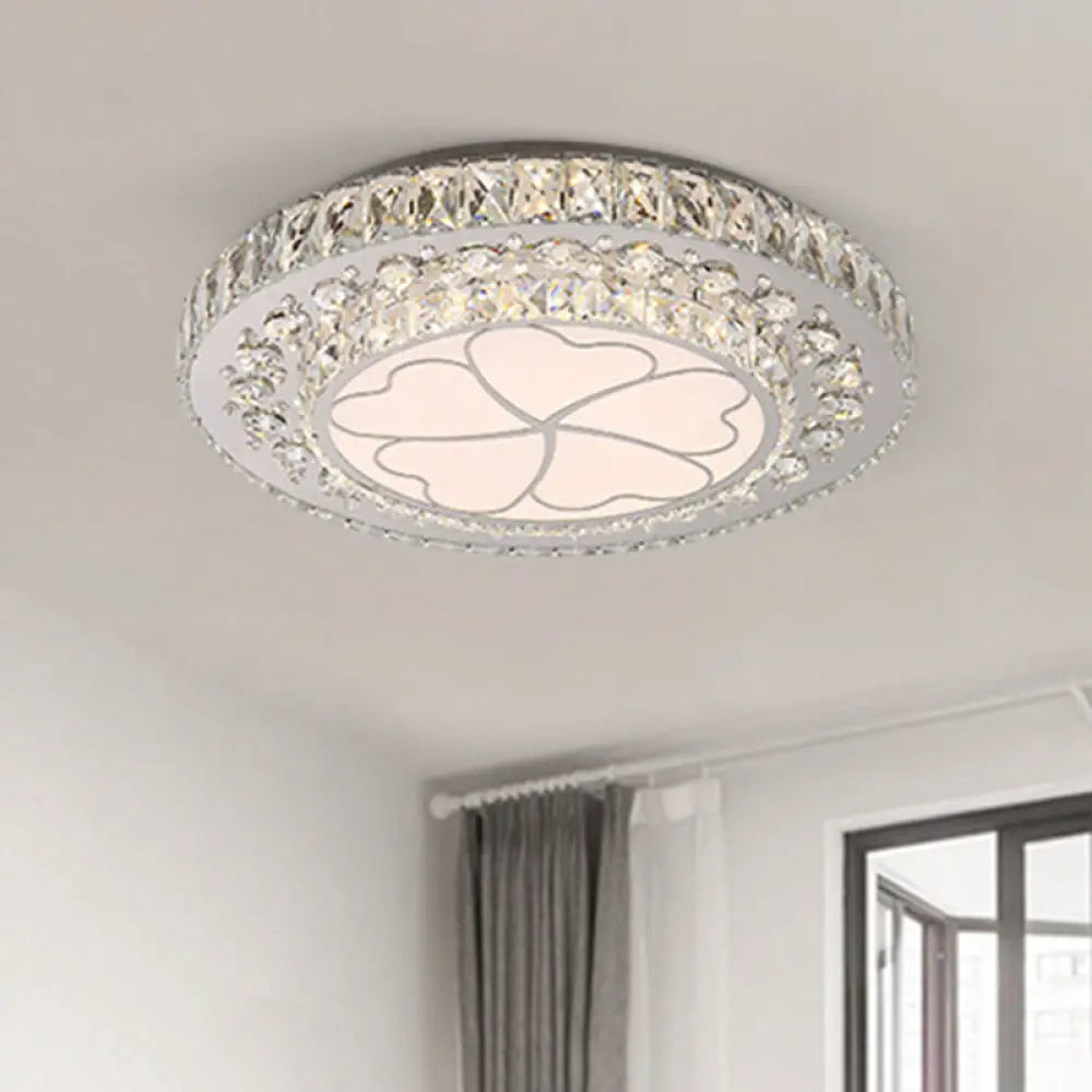 Floral Crystal Suspension Led Pendant Light For Bedroom In Stainless Steel Stainless-Steel