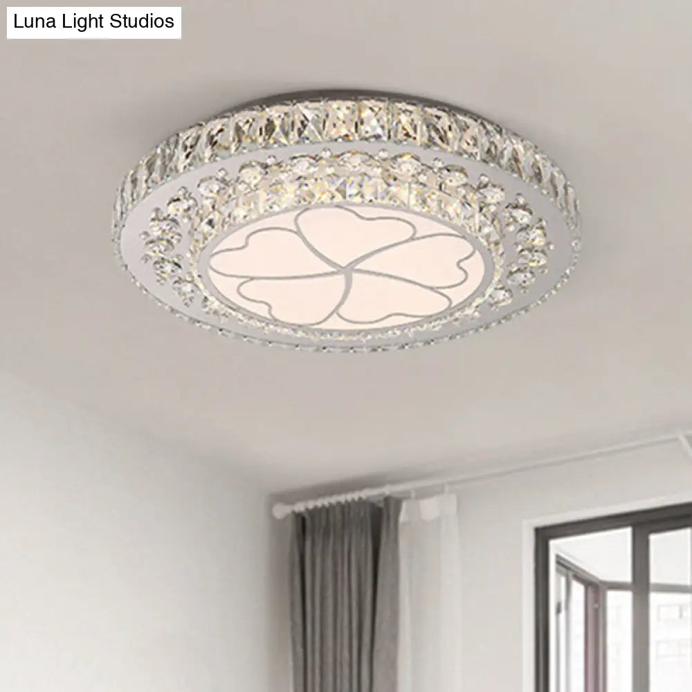 Floral Crystal Suspension Led Pendant Light For Bedroom In Stainless Steel Stainless-Steel