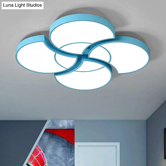 Floral Flush Ceiling Light For Kids Spaces - Metal And Acrylic Lamp Kindergarten Corridor