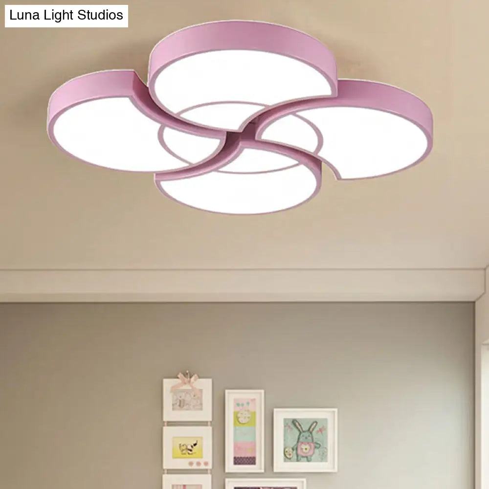 Floral Flush Ceiling Light For Kids’ Spaces - Metal And Acrylic Lamp Kindergarten Corridor