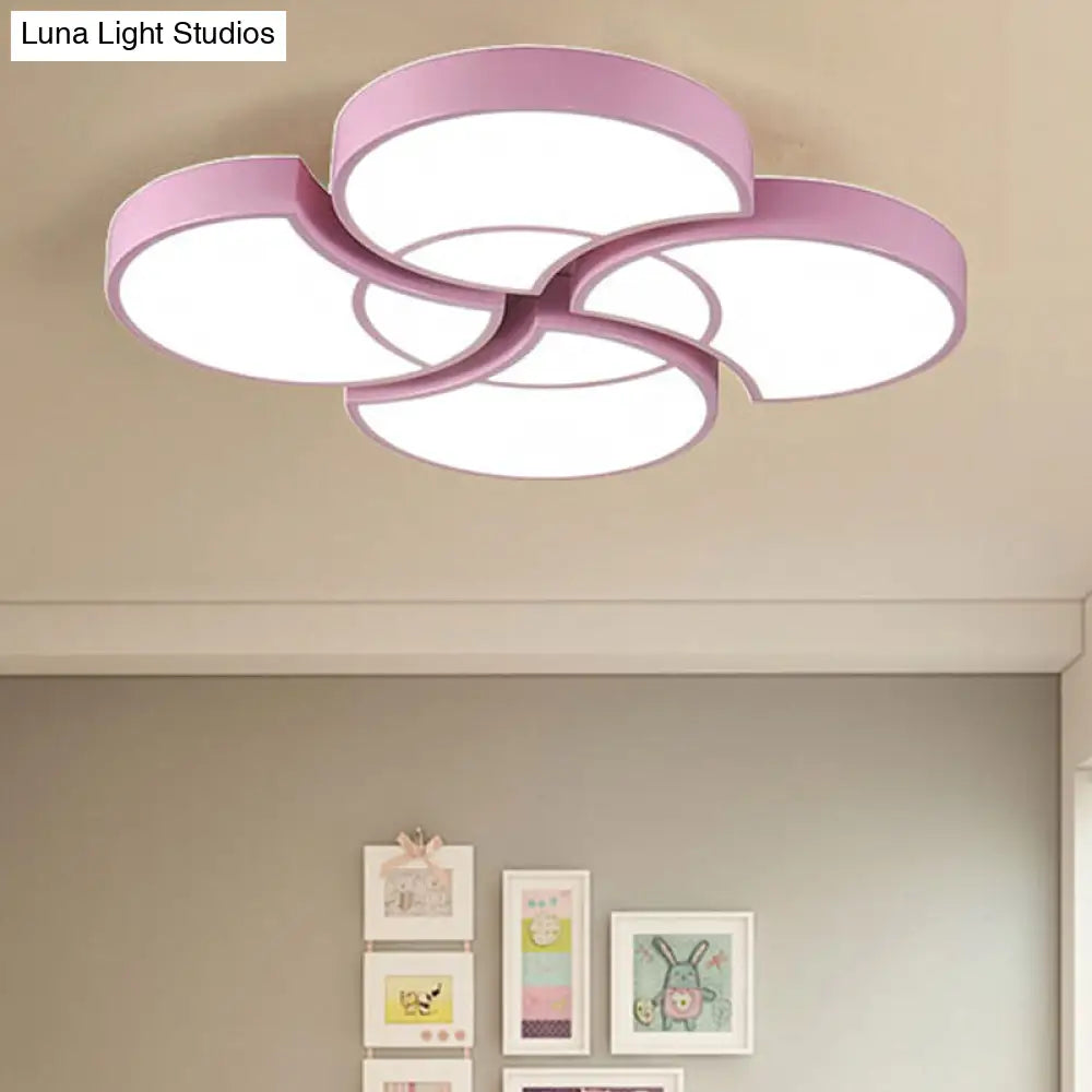 Floral Flush Ceiling Light For Kids Spaces - Metal And Acrylic Lamp Kindergarten Corridor