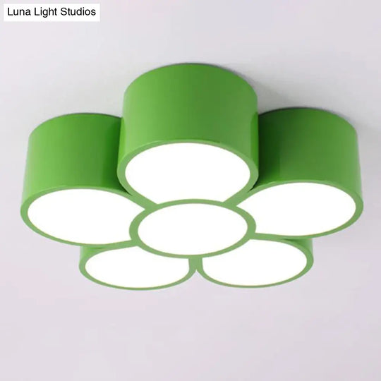 Floral Kindergarten Led Flush Ceiling Light Fixture Green / 18 Warm