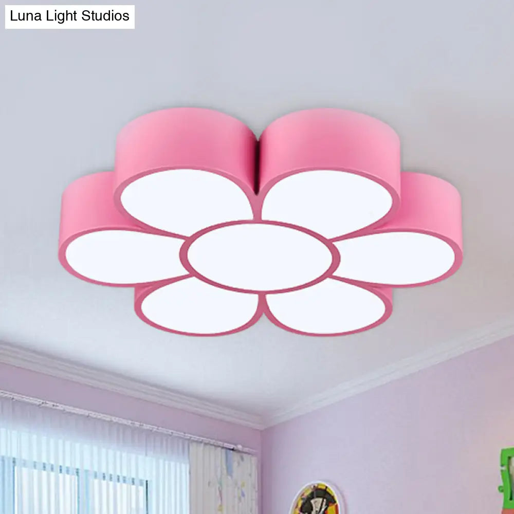 Floral Kindergarten Led Flush Ceiling Light Fixture Pink / 18 White