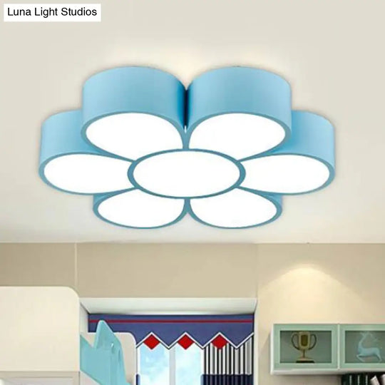 Floral Kindergarten Led Flush Ceiling Light Fixture Blue / 18 Warm