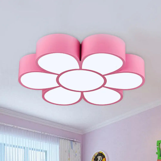 Floral Kindergarten Led Flush Ceiling Light Fixture Pink / 18’ White