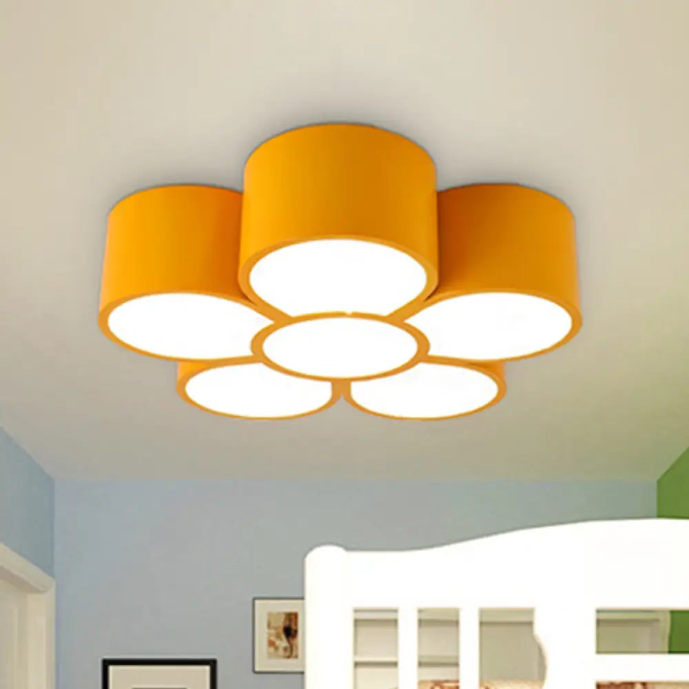 Floral Kindergarten Led Flush Ceiling Light Fixture Yellow / 18’ White