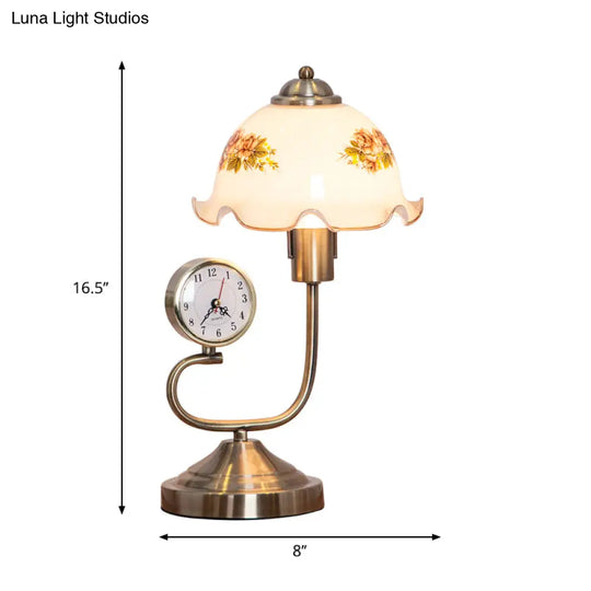 Floral Shade Table Lamp: Rustic Style With Beveled Crystal And Brass Base