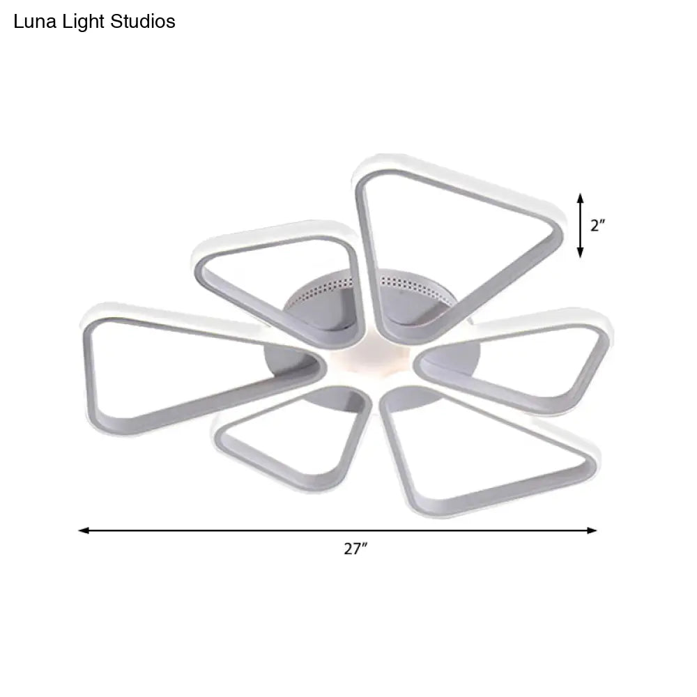 Floral Shape Acrylic Led Ceiling Light In Simple Brown/White For Child Room - Warm/White Lighting