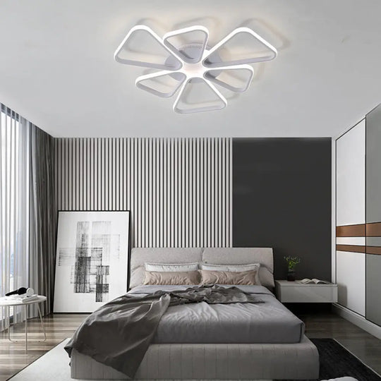 Floral Shape Acrylic Led Ceiling Light In Simple Brown/White For Child Room - Warm/White Lighting