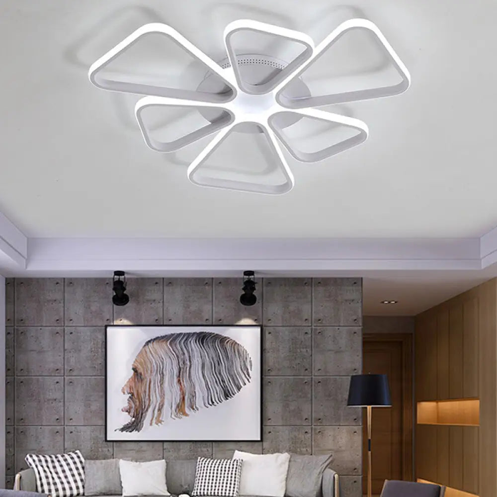 Floral Shape Acrylic Led Ceiling Light In Simple Brown/White For Child Room - Warm/White Lighting