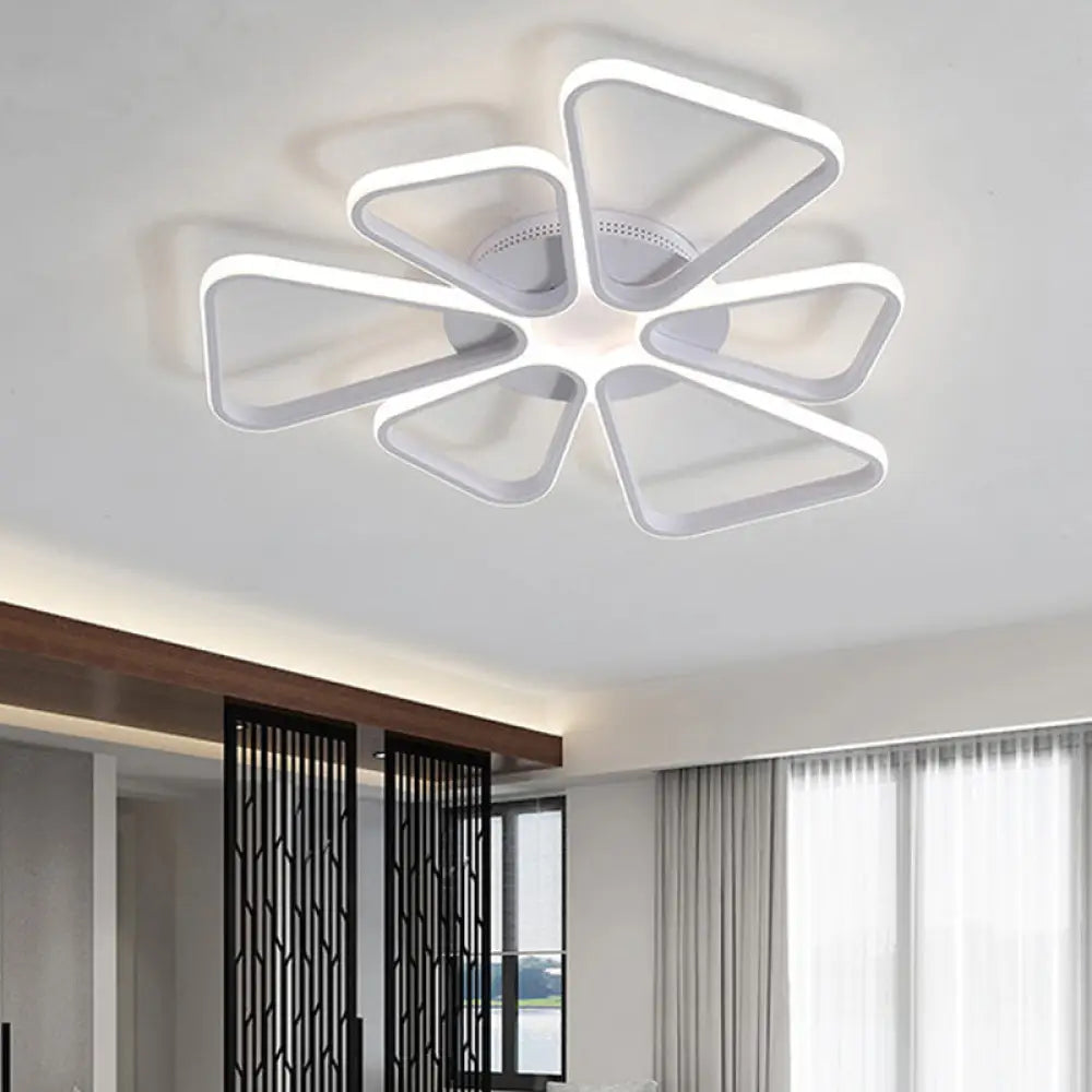 Floral Shape Acrylic Led Ceiling Light In Simple Brown/White For Child Room - Warm/White Lighting