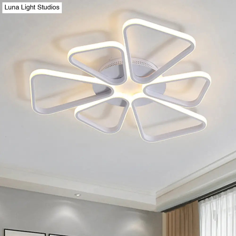 Floral Shape Acrylic Led Ceiling Light In Simple Brown/White For Child Room - Warm/White Lighting