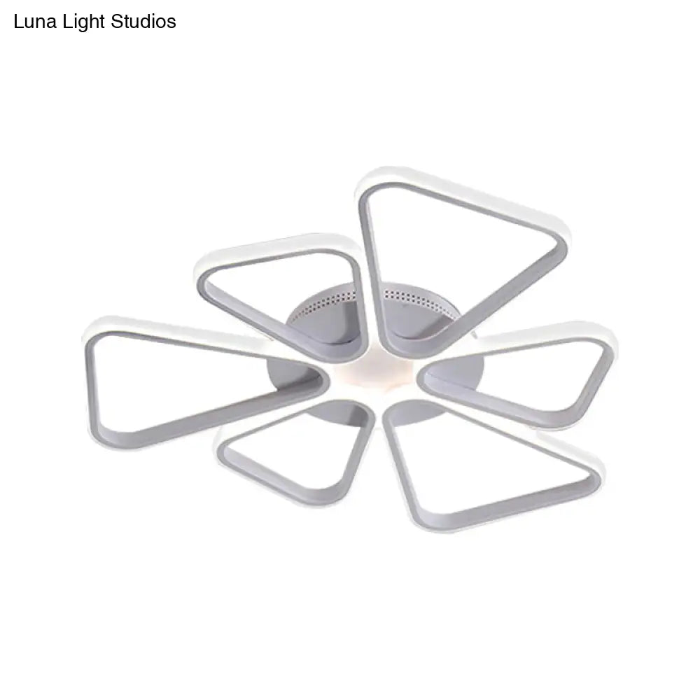 Floral Shape Acrylic Led Ceiling Light In Simple Brown/White For Child Room - Warm/White Lighting