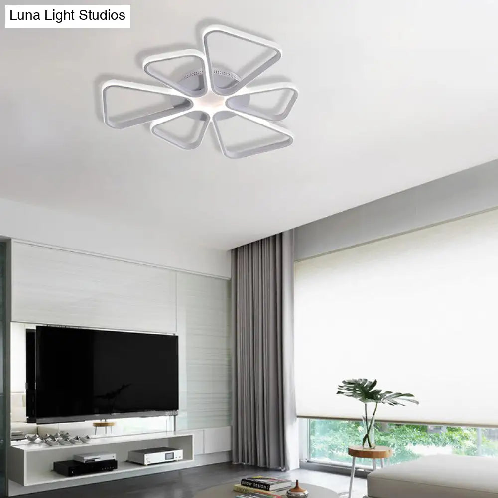 Floral Shape Acrylic Led Ceiling Light In Simple Brown/White For Child Room - Warm/White Lighting