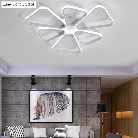 Floral Shape Acrylic Led Ceiling Light In Simple Brown/White For Child Room - Warm/White Lighting