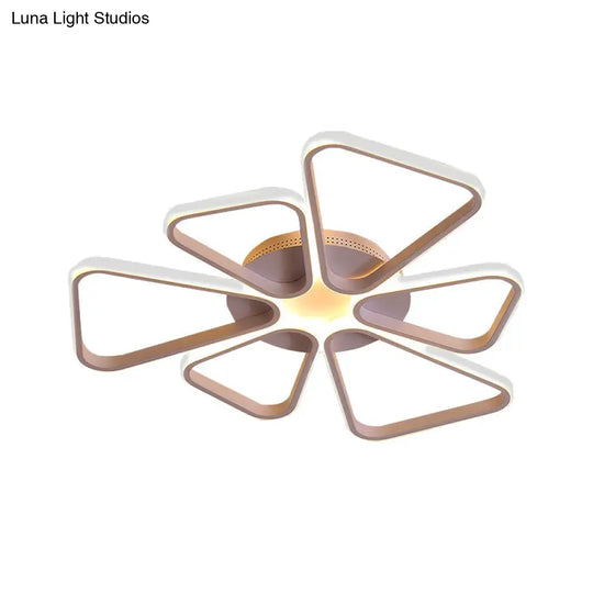 Floral Shape Acrylic Led Ceiling Light In Simple Brown/White For Child Room - Warm/White Lighting