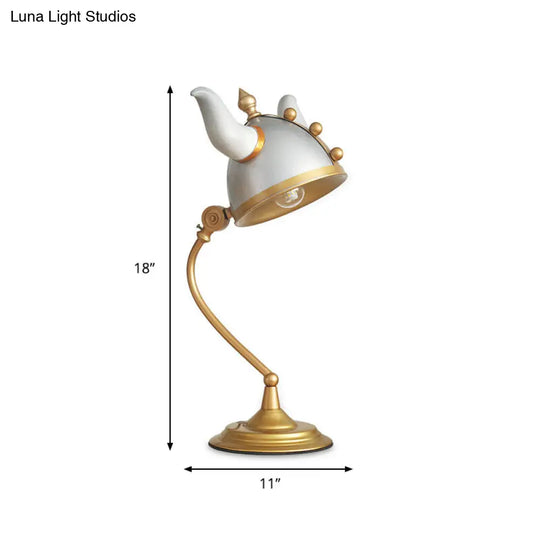 Contemporary Plug-In Study Lamp With Gray Medal Shade: Sleek Single Bulb Task Light